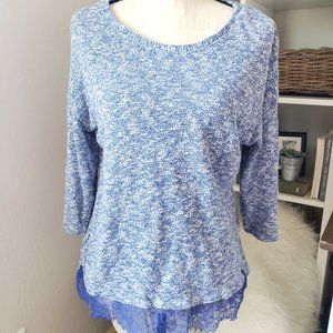 Attention l Blue Lace Knit Sweater Top XL